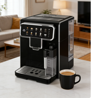 Machine à café automatique commerciale programmable électrique HY Mini, un seul bouton, du grain à la tasse, avec réservoir à lait pour cappuccino