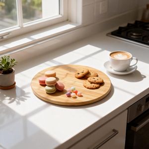 Prato Giratório de Bambu Ecológico para Servir Alimentos, Ideal para Cozinha, Sala de Estar e Mesa de Jantar - Product Image 1