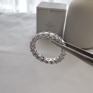 IGI認定フルテニスラボHPHT <span class=keywords><strong>CVD</strong></span>ダイヤモンドリングゴールド18Kホワイト1ピースシンプルエンゲージメントリングラウンドカット - Product Image 3