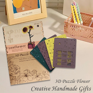 Zhorya bureau ornements décoratifs artisanat fleur en bois assembler tournesol jouets bricolage 3d Puzzles pour enfants - Product Image 5