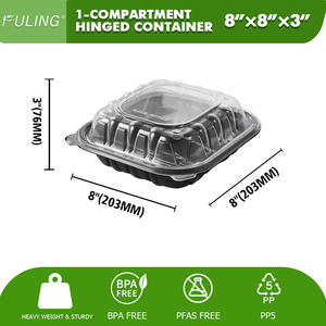 Fuling 8x8 "9x9 inch chống sương mù vỏ sò hộp đựng thức ăn microwavable Hộp Ăn Trưa dùng một lần BPA miễn phí bản lề lấy đi container - Product Image 2
