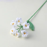 Buket Bunga Forget-me-not 6 Tangkai Bertema Langit Berbintang, Bunga Buatan Warna Pink Rajutan Tangan dari Benang Wol untuk Dekorasi Rumah & Hari Valentine