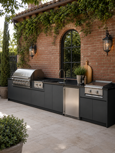Cucina per barbecue e Grill all'aperto di lusso per ville Forno elettrico integrato su misura e griglia in acciaio inossidabile - Product Image 6