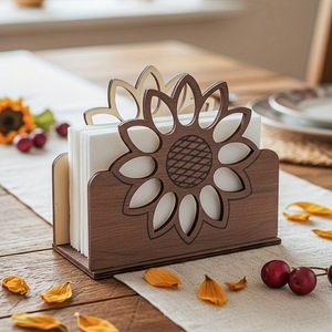 Support à serviettes en bois massif, design minimaliste moderne, transfrontalier, en forme de tournesol vertical, pour restaurant - Product Image 1