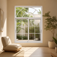 Fenêtre coulissante en PVC style ferme avec grille et verre dépoli transparent, isolation thermique, pour chambre et balcon
