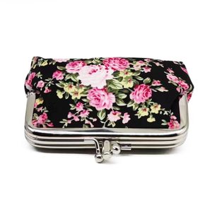 Porte-monnaie en toile à motif de fleurs double face porte-monnaie à serrure pour filles porte-monnaie à serrure pour femmes - Product Image 5