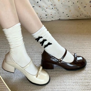 Factory Wholesale New Light Mouth Single Shoes Thick Heel One Line Buckle Shoes Women's Shoes - Product Image 1