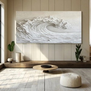 Obra de Arte Abstracta de Olas del Mar para Decoración de Paredes Contemporáneas, Pintura al Óleo sobre Lienzo, Pintura Mural Moderna Original Hecha a Mano - Product Image 4