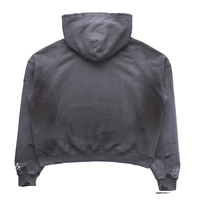 Sweat à capuche délavé à l'acide, coupe oversize et courte, imprimé graphique vieilli, style streetwear, logo personnalisé, designs d'usine