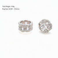 Bague LEPAI Hip Hop Iced Out VVS Moissanite Cuban Link en Argent Sterling 925 Couleur D Entièrement Pavée Bijoux Unisexe Homme Femme