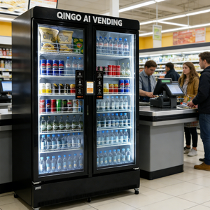 Enfriador de Bebidas con Puerta de Vidrio Qingo, Congelador de Cerveza, Refrigerador Exhibidor, Máquinas Expendedoras en Oferta - Product Image 1