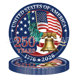 Independence Day 250th Anniversary Paper Plates Disposable Party Supplies <b>Red</b> White Blue Theme 7 Inch - Product Image 3