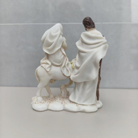 Statue en résine de la Sainte Famille (Marie, Joseph, Jésus sur âne) - Décoration de table catholique pour la maison - Cadeau de Noël