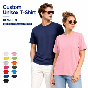 Custom Logo 180GSM Unisex T-Shirt 55% Cotton 45% Polyester Soft Breathable Wholesale Premium Blank <b>Tee</b> 14 Colors S-4XL <b>White</b> - Product Image 1