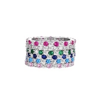 Perhiasan Berkilau Zirkon Mewah 5A 8A Cincin Pertunangan Abadi Pernikahan Ulang Tahun Pernikahan Perak Sterling 925 untuk Wanita