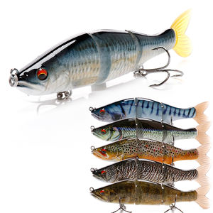 Alta qualidade 115 milímetros 17.4g agudos ganchos cauda macia 3 segmento articulado swimbait isca de pesca de plástico rígido atacado - Product Image 1