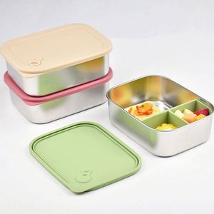 Leakproof Portable 304 Stainless Steel Divider Bento <b>Lunch</b> Box With 3 Compartments for Kids School <b>Set</b> BPA Free Eco-Friendly - Product Image 1