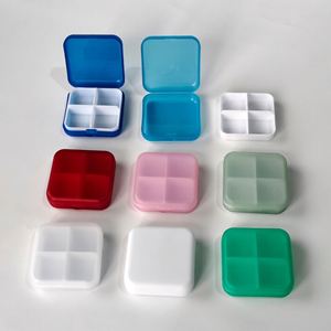 Promotion Portable Pill <b>Box</b> Custom Logo Printed 4 Compartments Cute Plastic 4 Case Square Pill <b>Box</b> - Product Image 2