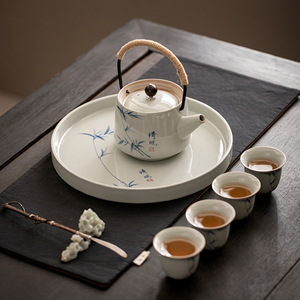 Hand Painted Bamboo Porcelain <b>Tea</b> <b>Set</b> With Lid Small Kung Fu <b>Tea</b> <b>Pot</b> And Cups For Home Use Gift Packaging - Product Image 4