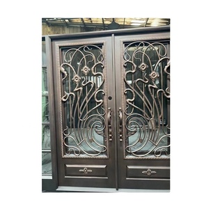 VillaVintage Extérieur Verre Décorer ArcheEntrée Rot Made in Vietnam Anneau Principal Mur Européen Portes En Fer Forgé - Product Image 3