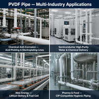 Tuyau PVDF haute pureté OD 20-400 mm |   SDR33 PN10 SDR21 PN16 |   Tube en fluoropolymère PVDF-E résistant aux produits chimiques