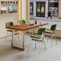 WISEMAX FURNITURE Meubles de style industriel rétro, meubles commerciaux, table et chaises en métal et bois, table à manger pour restaurant