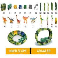 KK 150 Piezas, Pista de Carreras para Crear un Mundo de Dinosaurios, Tren Eléctrico de Dinosaurios, Juego de Juguetes de Pista de Dinosaurios, Pista de Carreras de Dinosaurios