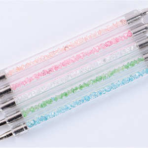 Lot de 5 stylos à double embout pour nail art, avec manche en acrylique et strass, outil de préhension de strass et de cire pour manucure en salon - Product Image 3