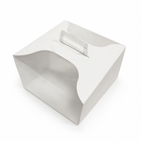 Boîte à gâteau en carton blanc écologique en matériaux recyclés, ouverture latérale, poignée en plastique, portable pour l'emballage de gâteaux, pâtisseries et cupcakes