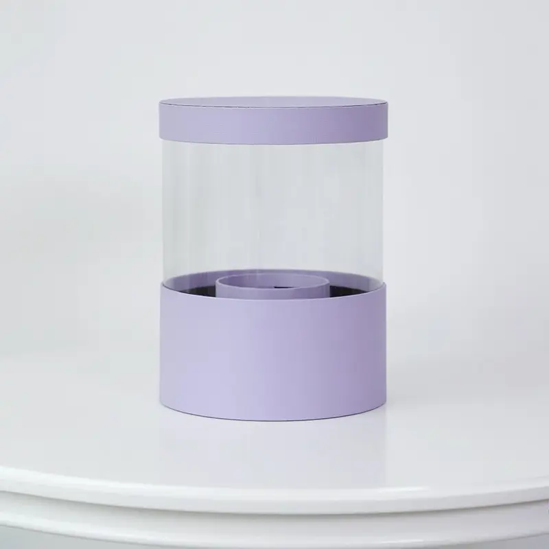 PVC Round Luxury Transparent Clear Fresh Flower Bouquet Packaging Gift Hat Box With Floral Foam