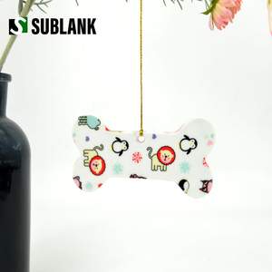 कस्टम बनाने की क्रिया के लिए गहने रिक्त सजावट लटकन फांसी क्रिसमस चीनी मिट्टी कुत्ते हड्डी आकार आभूषण - Product Image 5