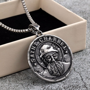 Collier Pendentif Vintage Médiéval en Acier Inoxydable 316L pour Homme, Médaillon Doré, Vente en Gros - Product Image 1