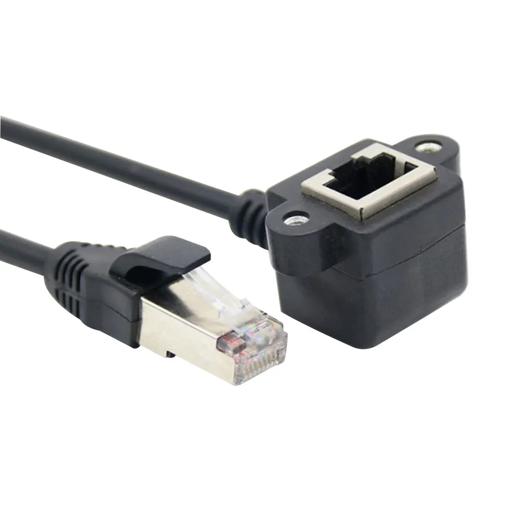 Cavo Ethernet CAT5 8P8C da RJ45 maschio a 90 gradi ad angolo retto femmina M/F con blocco a vite