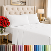 Ensemble de literie 4 pièces en microfibre brossée de luxe, draps de lit respirants et légers