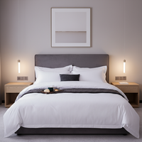 Ensemble de housse de couette en coton 100% 300 fils/cm², écologique, tissé, blanc géométrique de luxe sur mesure pour hôtel, literie douce, housse durable