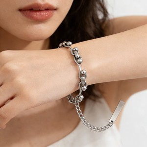 Nueva Pulsera de Cadena de Diseño Sencillo y Popular, de Acero de Titanio Plateado, Estilo Vintage para Mujer, Joyería de Moda al por Mayor - Product Image 1
