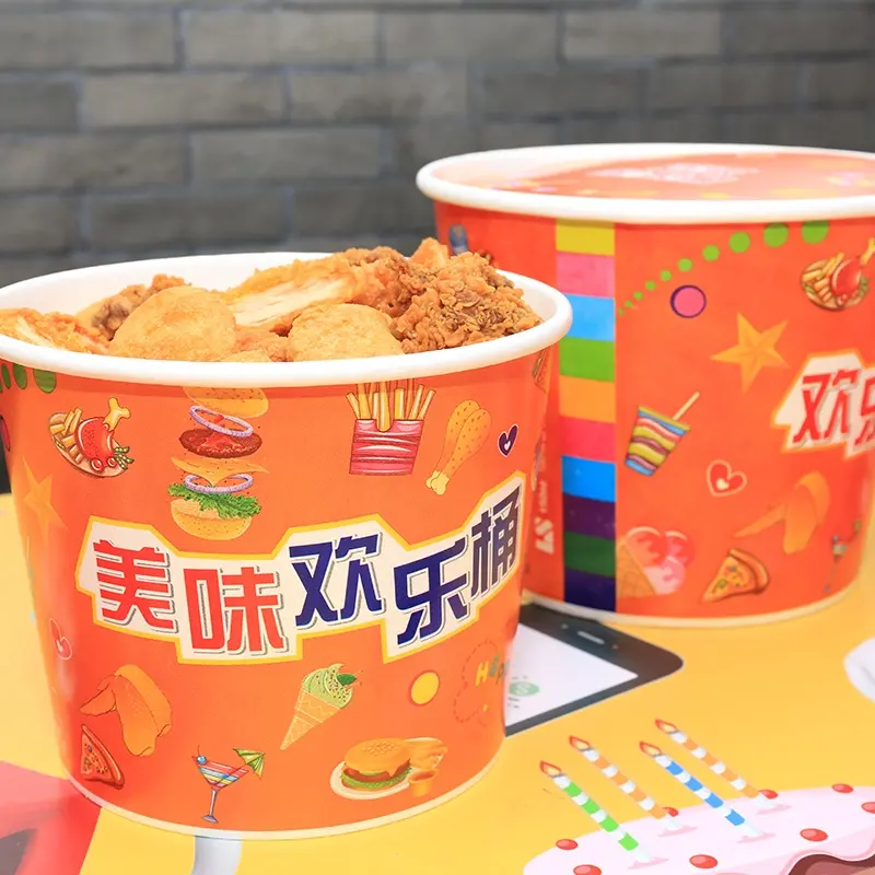 일회용 식품 학년 식품 포장 테이크 아웃 종이 그릇 KFC 도금 식사 및 로고 인쇄 튀긴 닭 종이 양동이