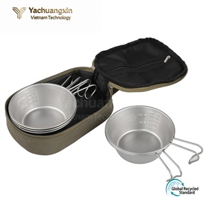 Juego de Vajilla Desechable Ecológico para Acampar al Aire Libre, Taza de Acero Inoxidable con Asa - Product Image 4
