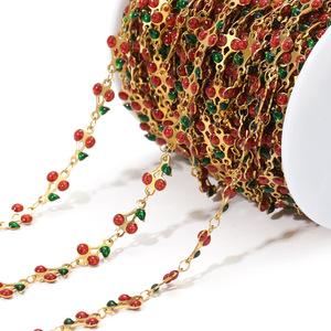 Chaîne à maillons colorés Aceworks Cherry Charm en acier inoxydable plaqué or 18K PVD, vendue au mètre pour bracelets et colliers DIY - Product Image 4