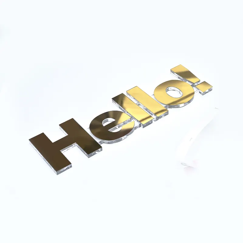 Golden Metall Acryl Zeichen, 3D-Schrift, Laden-Dekoration, geschriebener Slogan, Cafetten-Logo, Einkaufszentrum-Dekoration