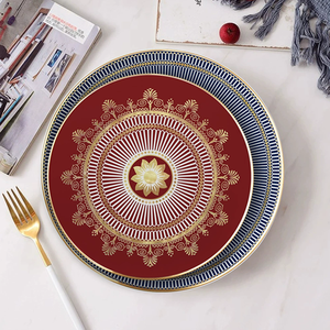 Nordic Western Decoration Wholesale Classic Royal Luxury Blue Bone China Charger <b>Plate</b> and Dishes Set for Wedding and Rental - Product Image 2