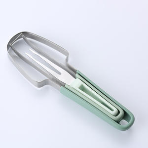 Vente en gros Syh178 Ustensiles de cuisine en acier inoxydable : Fourchettes à fruits, Couteau trancheur et Coupe-pastèque 3 en 1 pour fêtes, camping et voyages - Product Image 2