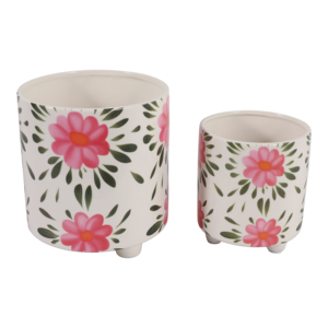 Set di 2 Vasi Decorativi Dipinti a Mano per Interni ed Esterni, Eleganti Fioriere per Soggiorno - Product Image 3