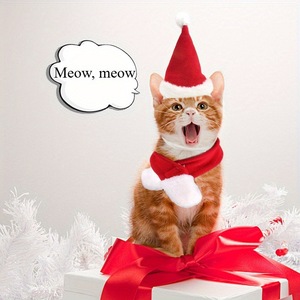 Chapeaux <span class=keywords><strong>de</strong></span> Noël Pet Chats Chiens Fournitures <span class=keywords><strong>De</strong></span> Noël Santa Fluffy Petits Chapeaux Chapeaux <span class=keywords><strong>De</strong></span> Laine Rouge Pet Rétro En Peluche Cap Ensembles - Product Image 1