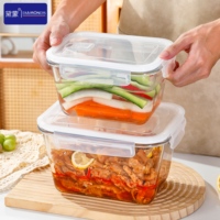 Conteneur en verre borosilicate de grande capacité pour aliments chauds et froids, 1,5 L et 2,6 L, couvercle étanche, pour usage domestique et commercial, approvisionnement en usine