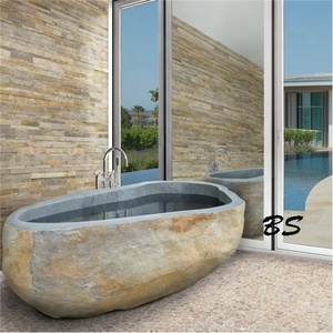 Baignoire d'extérieur autoportante en pierre naturelle, morde grise, pour l'extérieur, à vendre - Product Image 1