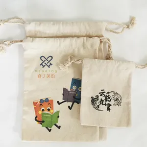 Bolsa de Joyería de Algodón Blanco Ecológica con Cordón, Impresión de Logotipo Personalizado, Venta al Por Mayor, Promoción de Fábrica, Lona con Letras - Product Image 4