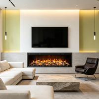 Cheminée électrique encastrable de 23 pouces avec flamme simulée, contrôle double par application, pour chauffage intérieur et décoration, style français