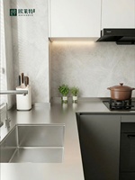 ARET Design de cuisine minimaliste gris foncé écologique résistant à l'eau avec éclairage LED encastré, poignées affleurantes, garantie 5 ans