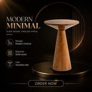 Table d'appoint ronde <span class=keywords><strong>en</strong></span> bois massif, table à piétement, table d'appoint rustique de style farmhouse pour le salon - Product Image 5